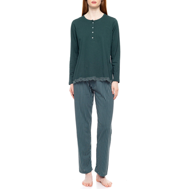 Product PINK LABEL PYJAMA GREEN FOREST STRIPES base image