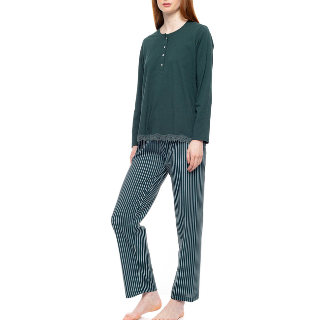 Product PINK LABEL PYJAMA GREEN FOREST STRIPES base image