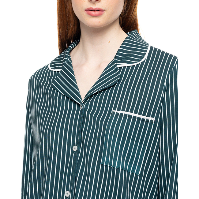 Product PINK LABEL PYJAMA BUTTONED GREEN FOREST STRIPES base image