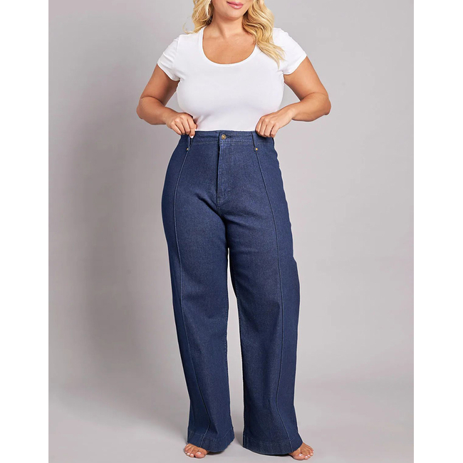 Product PARABITA Παντελόνι Τζιν wide leg blue με ραφές base image