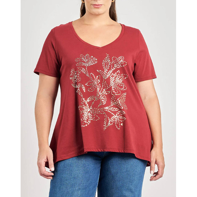 Product PARABITA T-Shirt βαμβακερό με φλοράλ foil τύπωμα base image