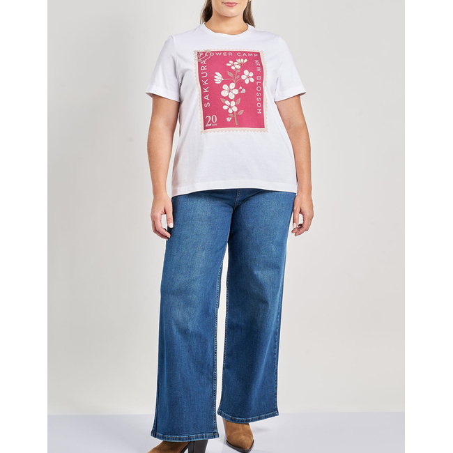 Product PARABITA T-shirt βαμβακερό με στάμπα γραμματόσημο φλοράλ base image