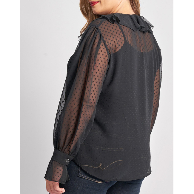 Product PARABITA Μπλούζα chiffon plumetti με βολάν base image