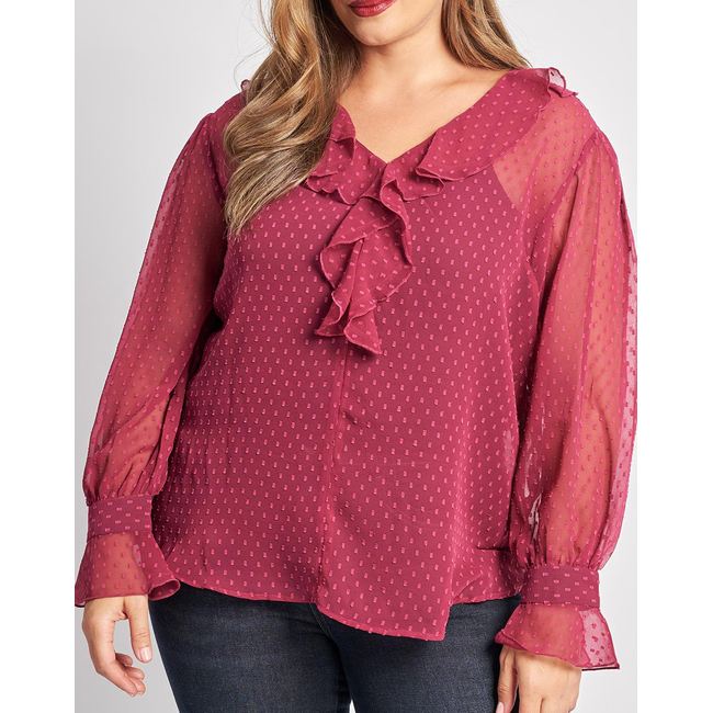 Product PARABITA Μπλούζα chiffon plumetti με βολάν base image