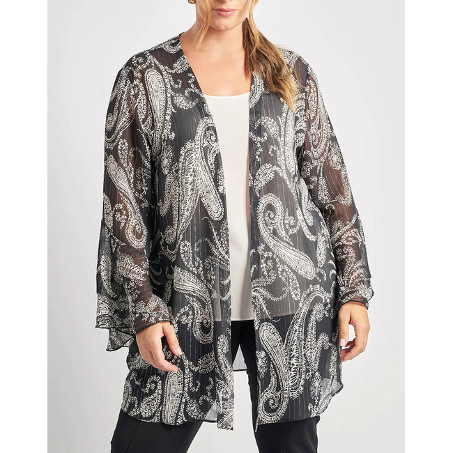 Product PARABITA Ethereal kimono printed with paisley & lurex shine base image