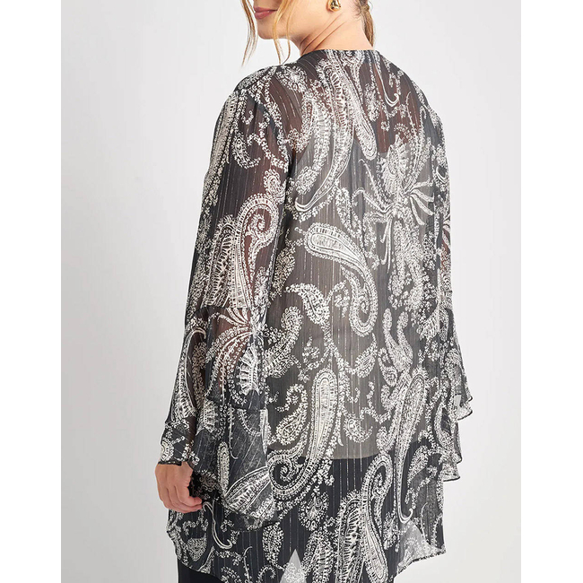 Product PARABITA Ethereal kimono printed with paisley & lurex shine base image