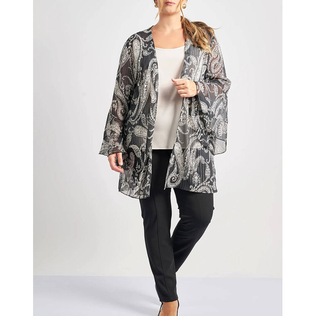 Product PARABITA Ethereal kimono printed with paisley & lurex shine base image