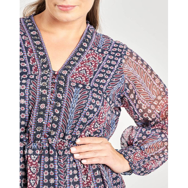 Product PARABITA Μίνι φόρεμα chiffon boho εμπριμέ με λεπτομέρεια παγιέτες base image