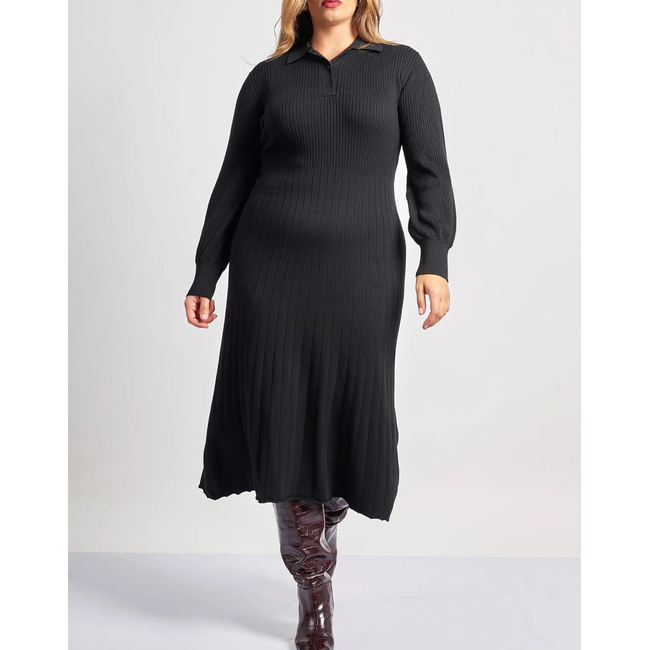 Product PARABITA Φόρεμα πλεκτό ριπ με γιακά polo base image