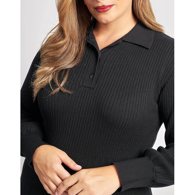 Product PARABITA Φόρεμα πλεκτό ριπ με γιακά polo base image