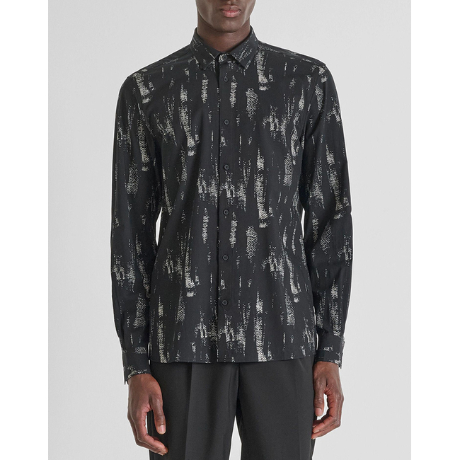 Product ANTONY MORATO MMSL00614FA430650 MIN OF 6 SHIRT BARCELONA REGULAR  STRAIGHT FIT IN PRINTED COTTON VISCOSE BLEND FABRIC WITH LOGOED METAL BADGE ΜΠΛΟΥΖΑ ΑΝΔΡΙΚΟ base image