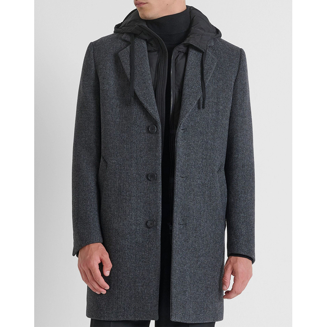 Product ANTONY MORATO MMCO00902FA550121 MIN OF 4 COAT REGULAR FIT IN WOOL VISCOSE BLEND FABRIC WITH DETACHABLE PART IN TECHNO FABRIC WITH ECOPADDING ΠΑΛΤΟ ΑΝΔΡΙΚΟ base image