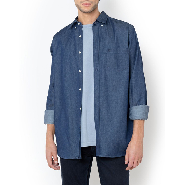 Product THE BOSTONIANS DENIM SHIRT REGULAR FIT Plain DENIM Button-down Regular Fit base image