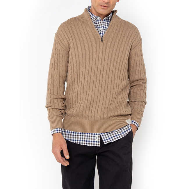 Product THE BOSTONIANS KNITTED COTTON HALF-ZIP REGULAR FIT base image