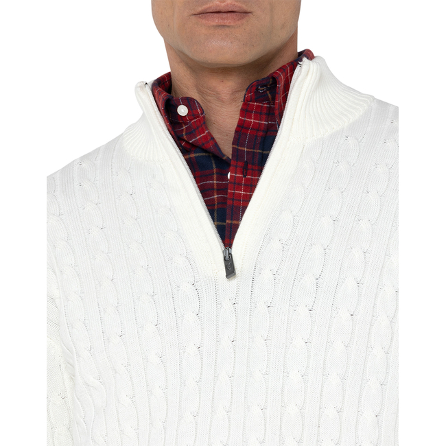 Product THE BOSTONIANS ΠΛΕΚΤΟ ΒΑΜΒΑΚΕΡΟ HALF-ZIP REGULAR FIT base image