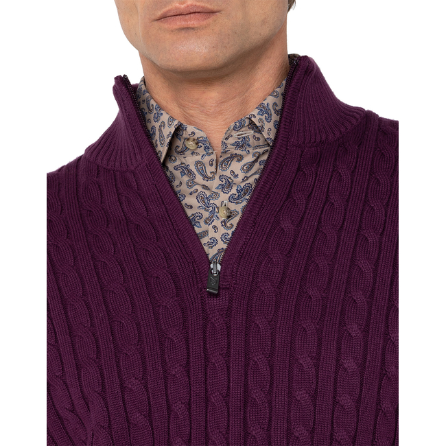 Product THE BOSTONIANS ΠΛΕΚΤΟ ΒΑΜΒΑΚΕΡΟ HALF-ZIP REGULAR FIT base image