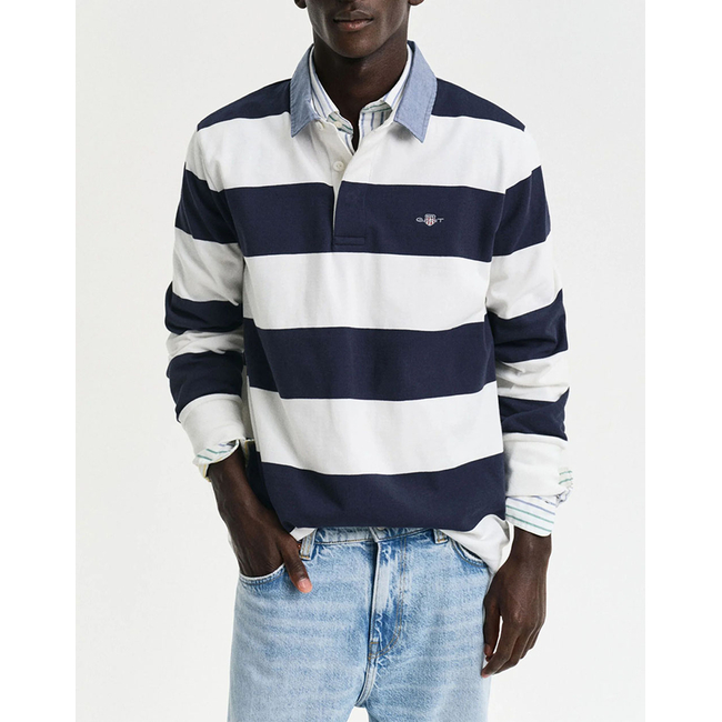 Product GANT ΜΠΛΟΥΖΑ ΜΜ REG CHAMBRAY STRIPE HEAVY RUGGER base image