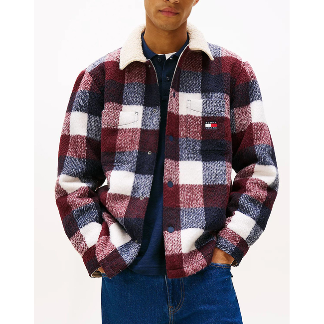 Product TOMMY JEANS TJM CHECK TEDDY CLLR OVERSHIRT base image