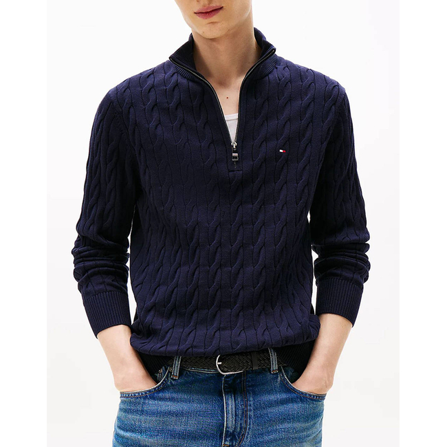 Product TOMMY HILFIGER CLASSIC COTTON CABLE ZIP MOCK base image