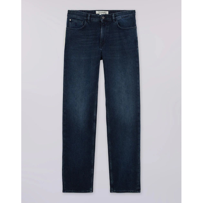 Product TRUSSARDI JEANS-5 TASCHE 380 ICON IN DENIM BLUE/BLACK STONE WASHED CON TRATTAMENTO CHIMICO base image