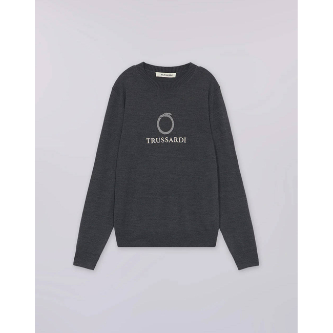 Product TRUSSARDI KNITWEAR-MAGLIONE GIROCOLLO  IN MISTO LANA CON JACQUARD UROBORO base image