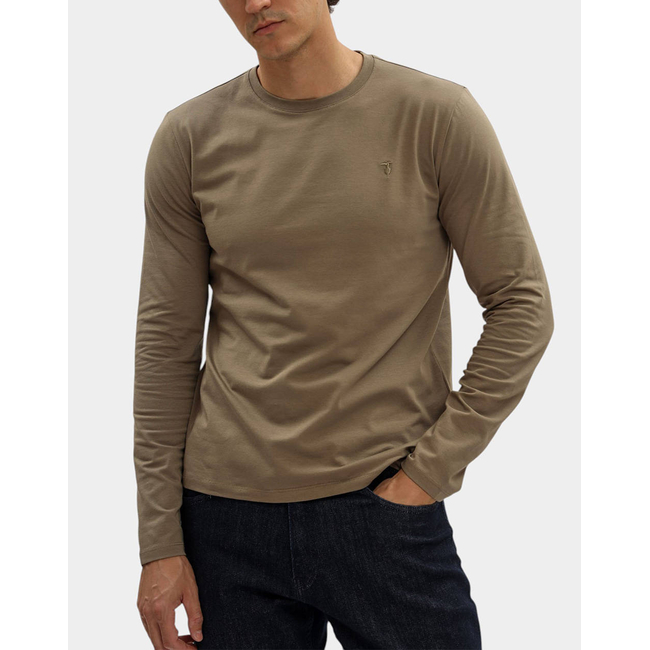 Product TRUSSARDI T-SHIRT SLIM FIT A MANICHE LUNGHE IN JERSEY STRETCH CON RICAMO base image