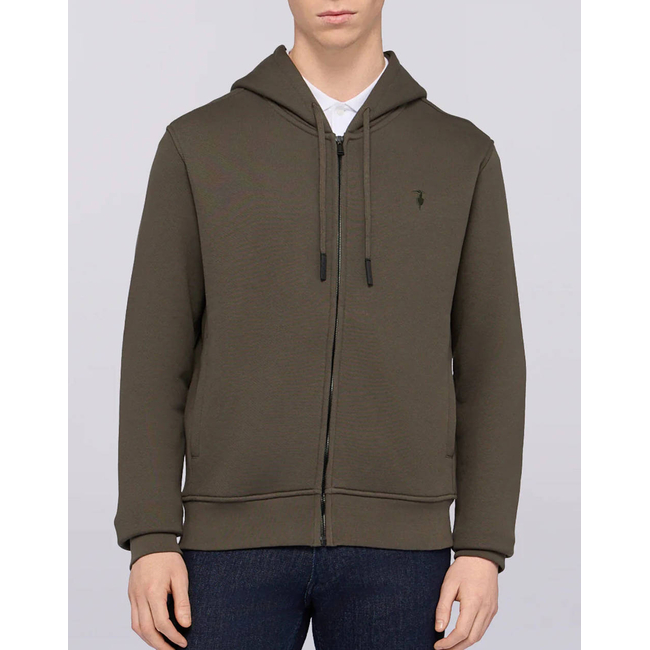 Product TRUSARDI SWEAT-FELPA CON ZIP E CAPPUCCIO IN JERSEY DIAGONALE CON RICAMO PUNTO CUORE base image