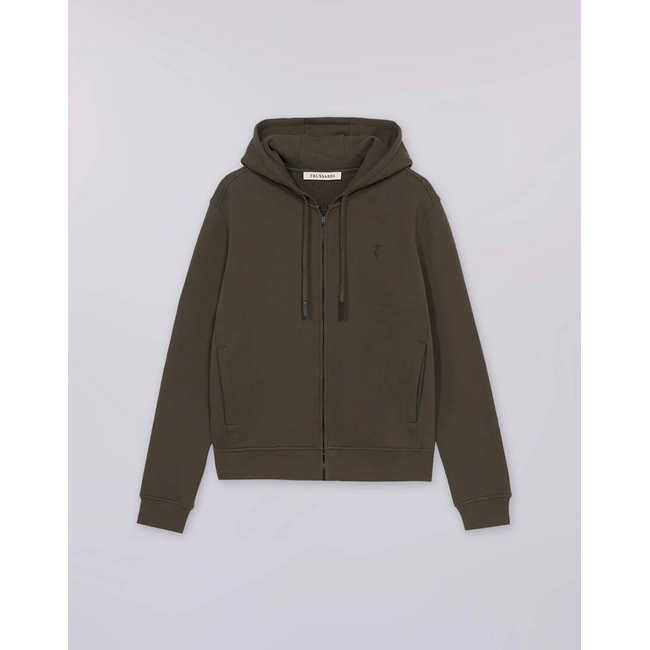 Product TRUSARDI SWEAT-FELPA CON ZIP E CAPPUCCIO IN JERSEY DIAGONALE CON RICAMO PUNTO CUORE base image