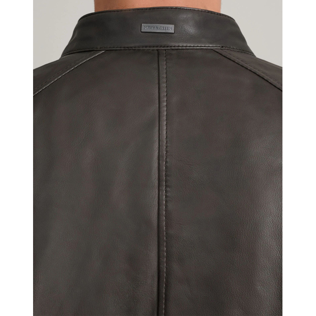 Product NAVY&GREEN LEATHER JACKET base image